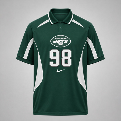 NYJ Premium NFL Custom Number Sports Style Polo Shirt