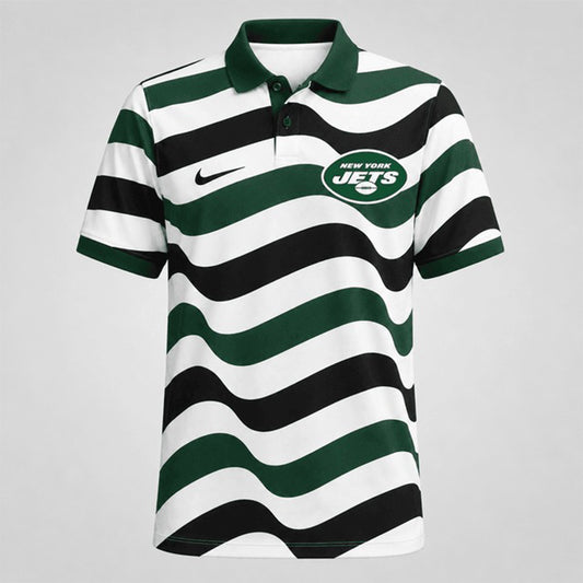 NYJ Premium NFL Custom Striped Athletic Polo Shirt