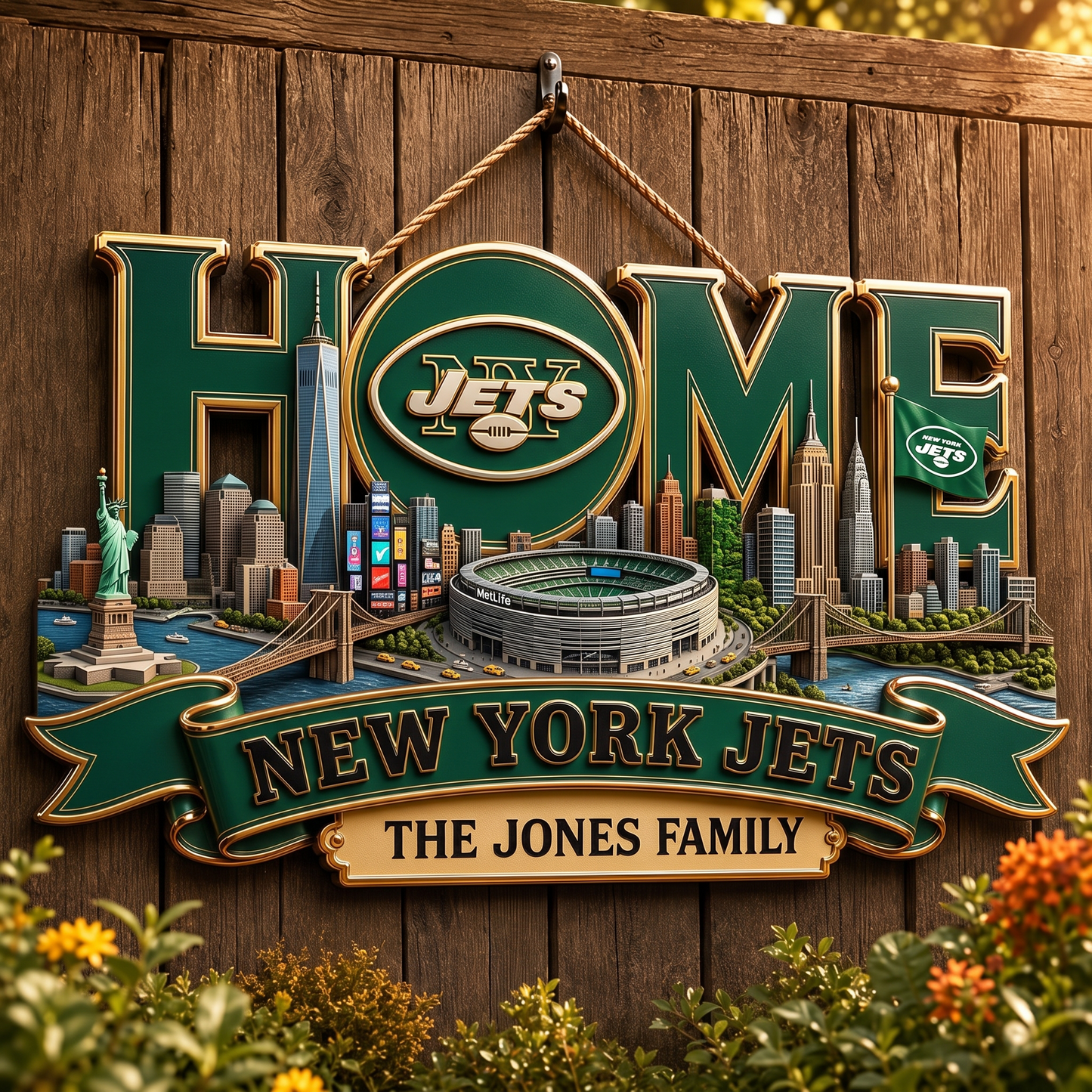 NYJ x NFL Team Home Metal Sìgn Custom Any Name Gifts For Home Decor