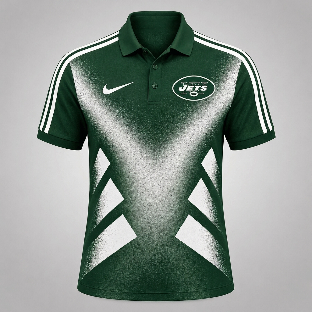 NYJ x Premium NFL Sports Fan Geometric Pattern Polo Shirt