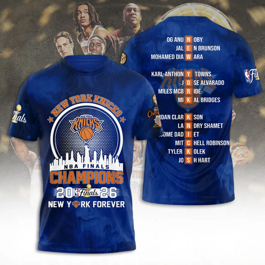 NYK x NBA Finals Champions 2026 3D Shirt V1 1606
