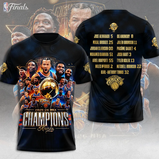 NYK x NBA Finals Champions 2026 3D Shirt V5 1606