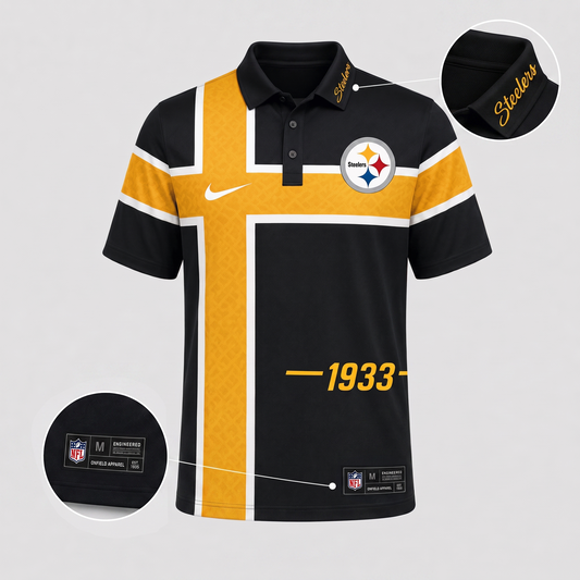 PIT X Premium NFL Men’s Sporty Cross Stripe Polo Shirt