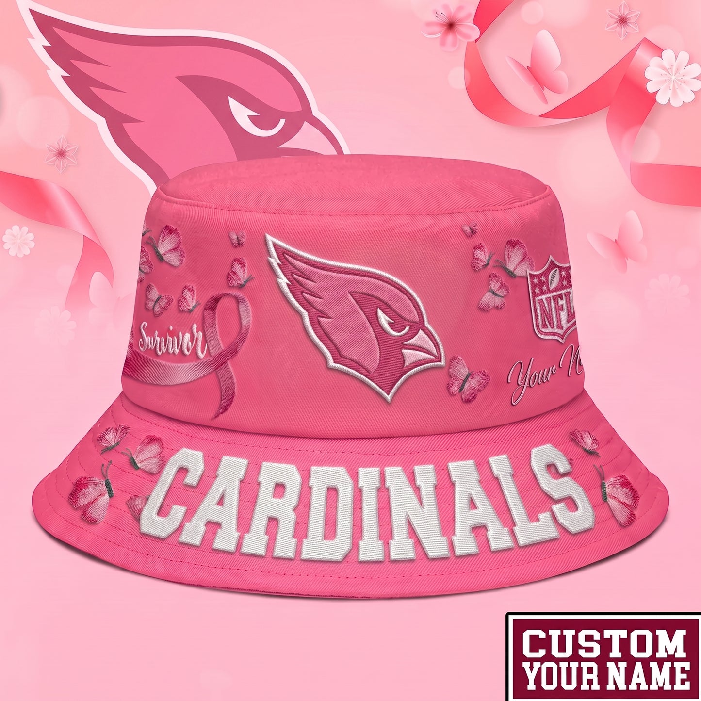 PREMIUM NFL X AC EXCLUSIVE BREAST CANCER SURVIOR BUCKET HAT