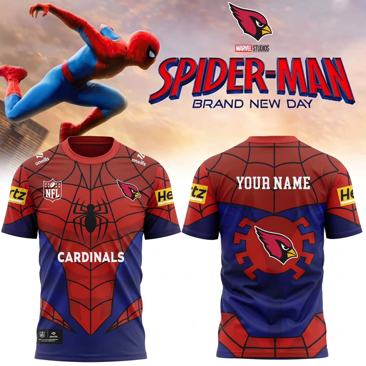 PREMIUM NFL X ARI EXCLUSIVE PERSONALIZED SPIDER-MAN SHIRT