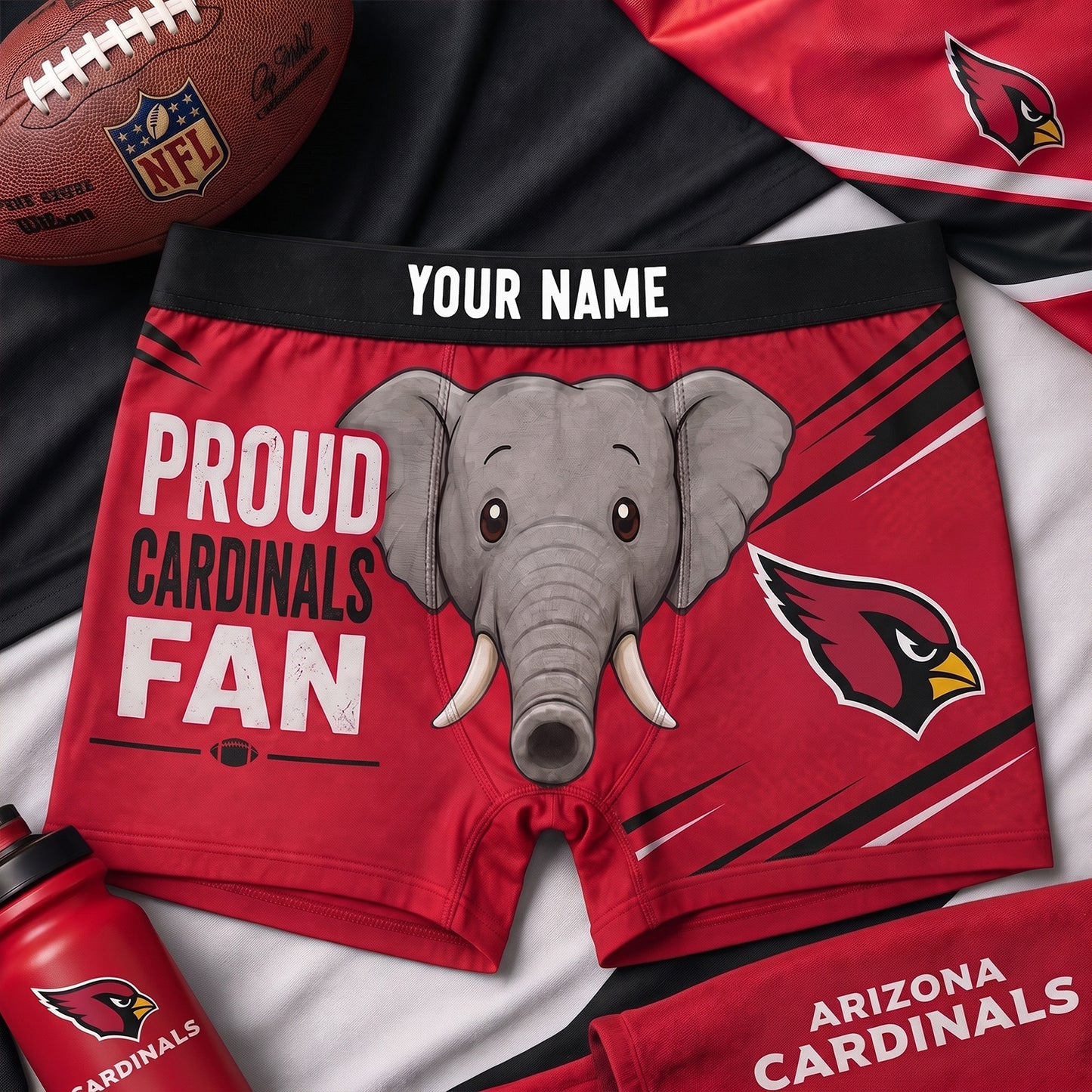 PREMIUM NFL X ARI Funny Elephant Men Boxers personalized
