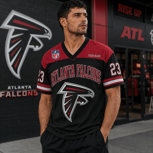 PREMIUM NFL X ATL EXCLUSICE V-Neck T-shirt Custom Name