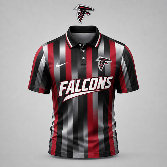 PREMIUM NFL X ATL EXCLUSIVE Polo Shirt For Men Football Fans Loving Vertical Stripes
