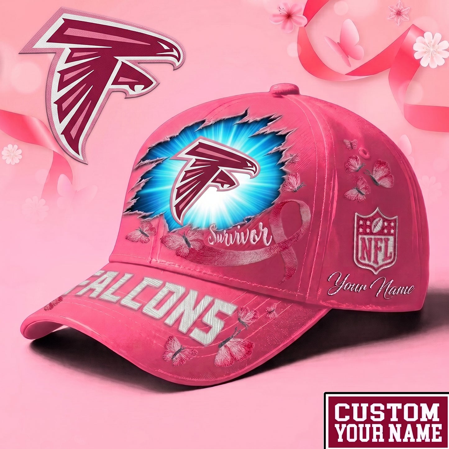 PREMIUM NFL X ATL Exclusive Breast Cancer SURVIOR CAP V3