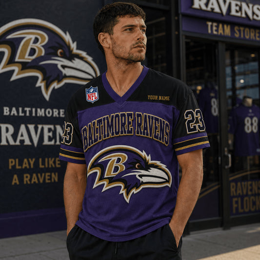 PREMIUM NFL X BAL EXCLUSICE V-Neck T-shirt Custom Name