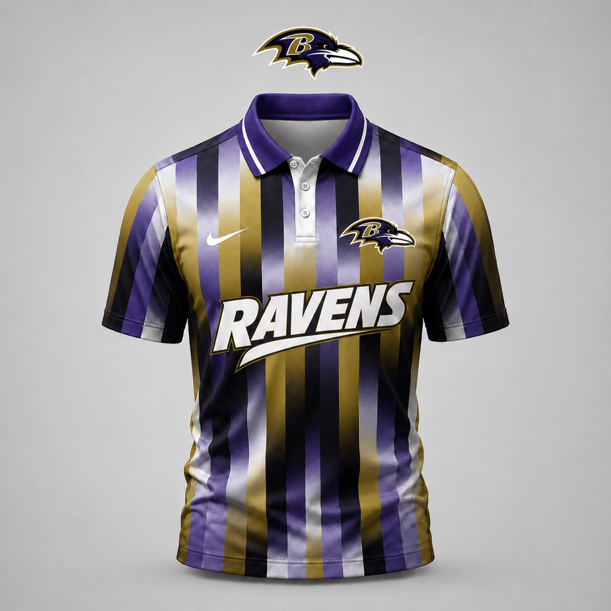 PREMIUM NFL X BAL EXCLUSIVE Polo Shirt For Men Football Fans Loving Vertical Stripes