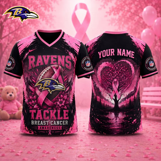 PREMIUM NFL X BAL Exclusive Breast Cancer Awareness Vneck -TSHIRT