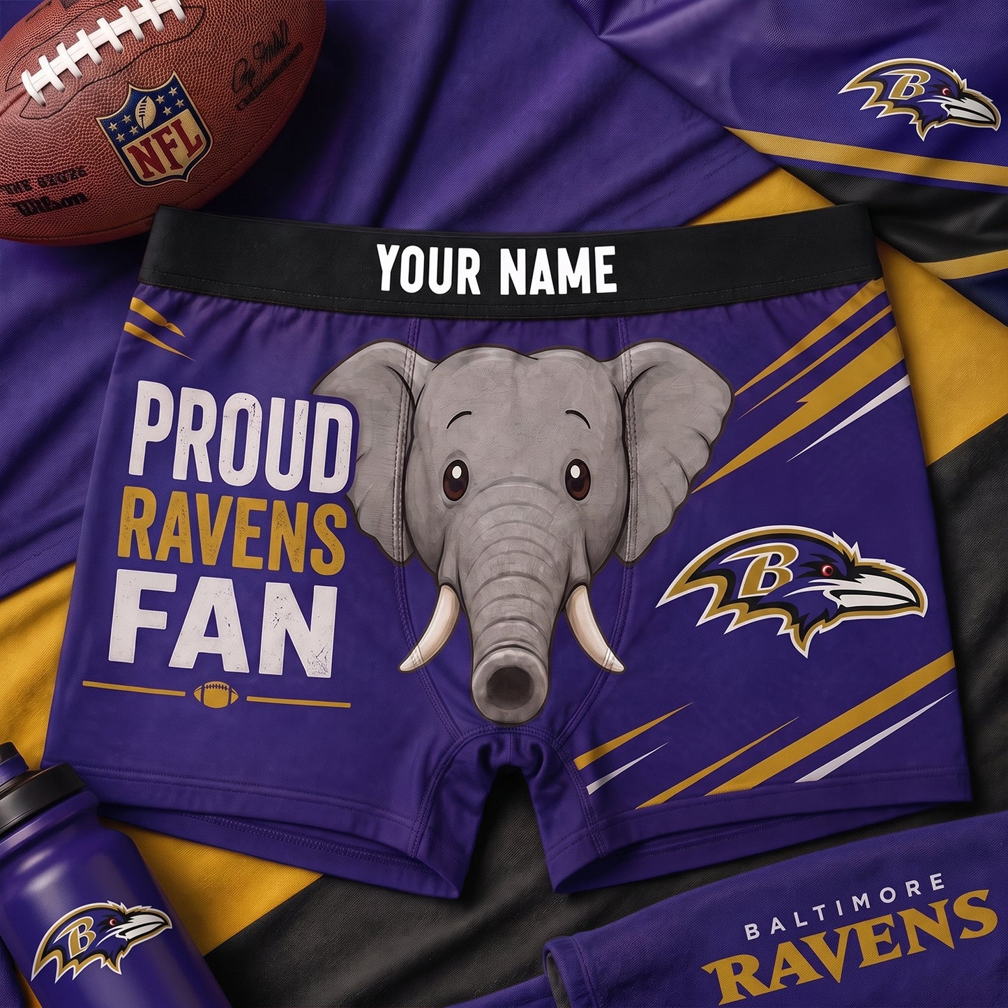 PREMIUM NFL X BAL Funny Elephant Men Boxers personalized