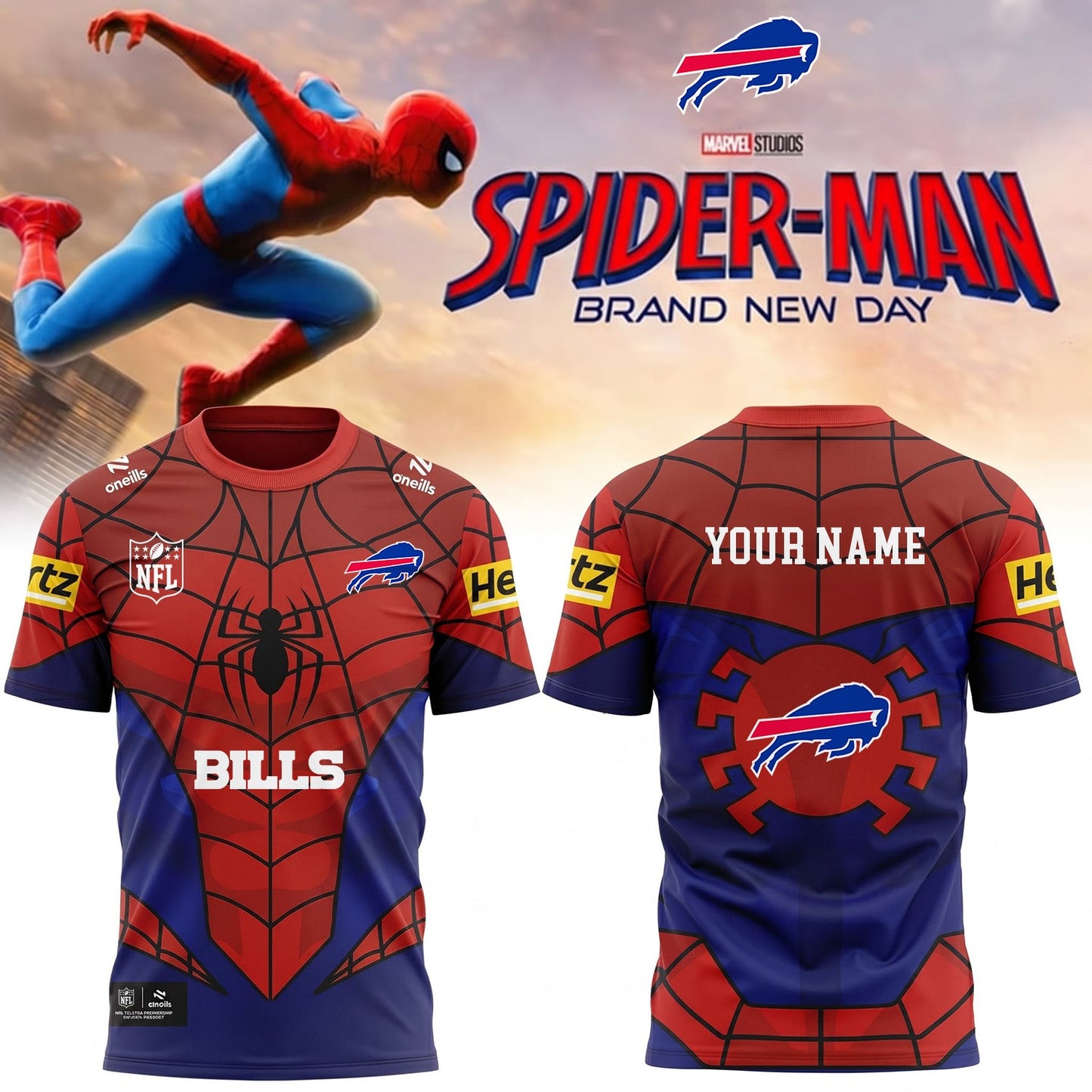 PREMIUM NFL X BUF EXCLUSIVE PERSONALIZED SPIDER-MAN SHIRT
