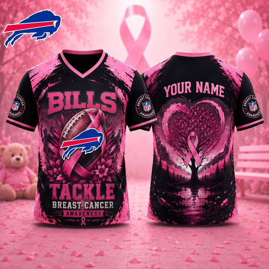 PREMIUM NFL X BUF Exclusive Breast Cancer Awareness Vneck -TSHIRT