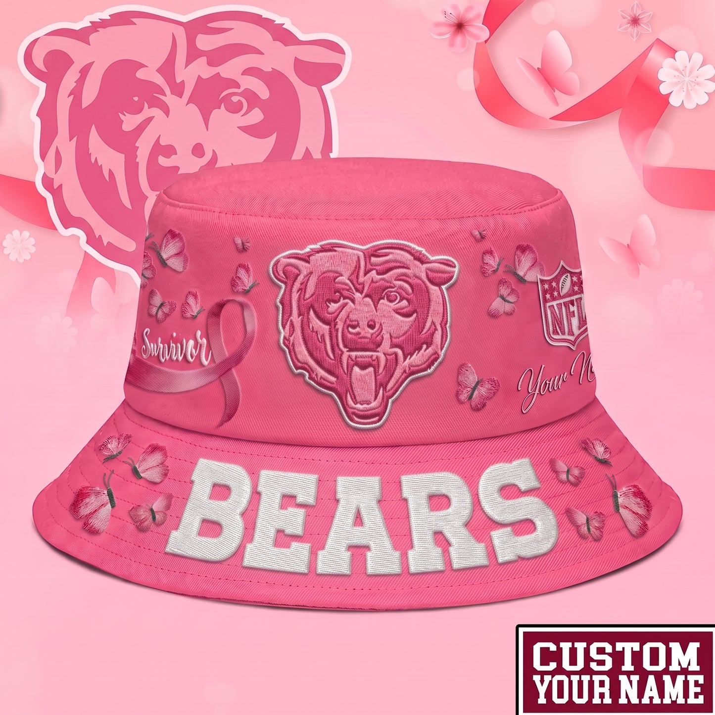 PREMIUM NFL X CB EXCLUSIVE BREAST CANCER SURVIOR BUCKET HAT