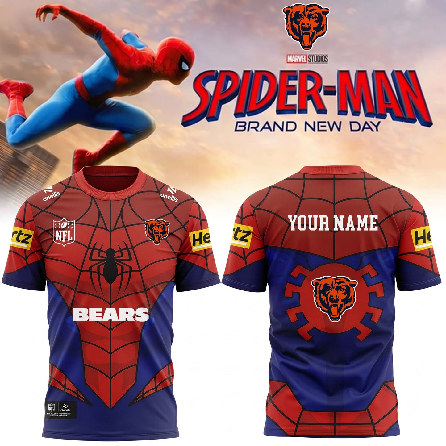 PREMIUM NFL X CHI EXCLUSIVE PERSONALIZED SPIDER-MAN SHIRT