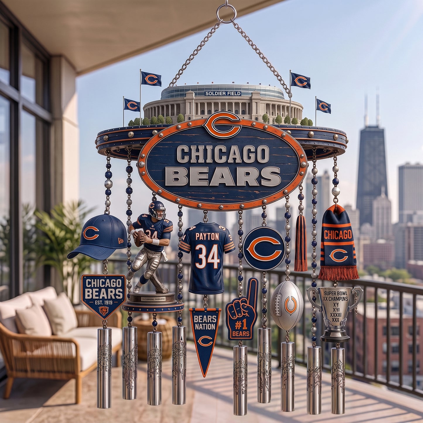 PREMIUM NFL X CHI EXCLUSIVE Wind Chime LIMITED EDITION