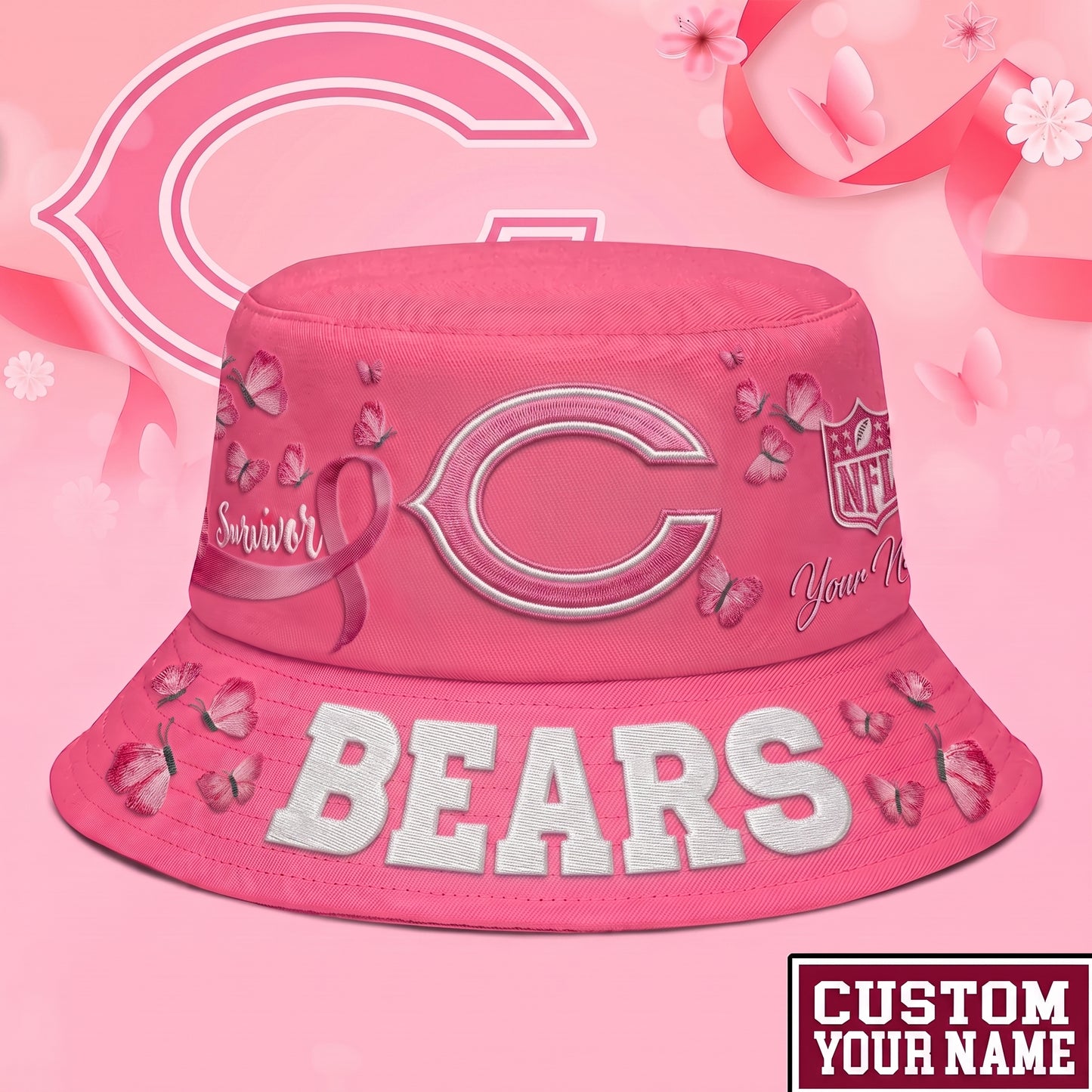 PREMIUM NFL X CIN EXCLUSIVE BREAST CANCER SURVIOR BUCKET HAT