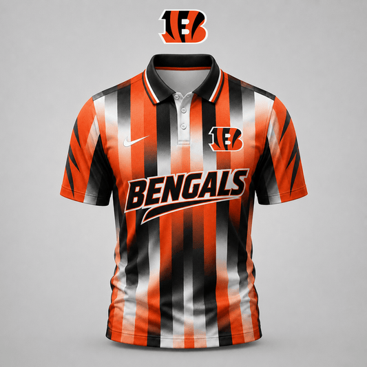 PREMIUM NFL X CIN EXCLUSIVE Polo Shirt For Men Football Fans Loving Vertical Stripes