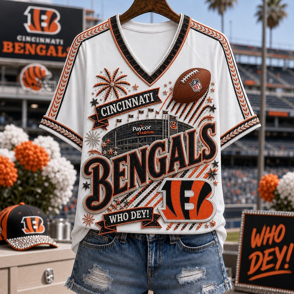 PREMIUM NFL X CIN EXCLUSIVE WOMAN V-NECK SHIRT LIMITED EDITION