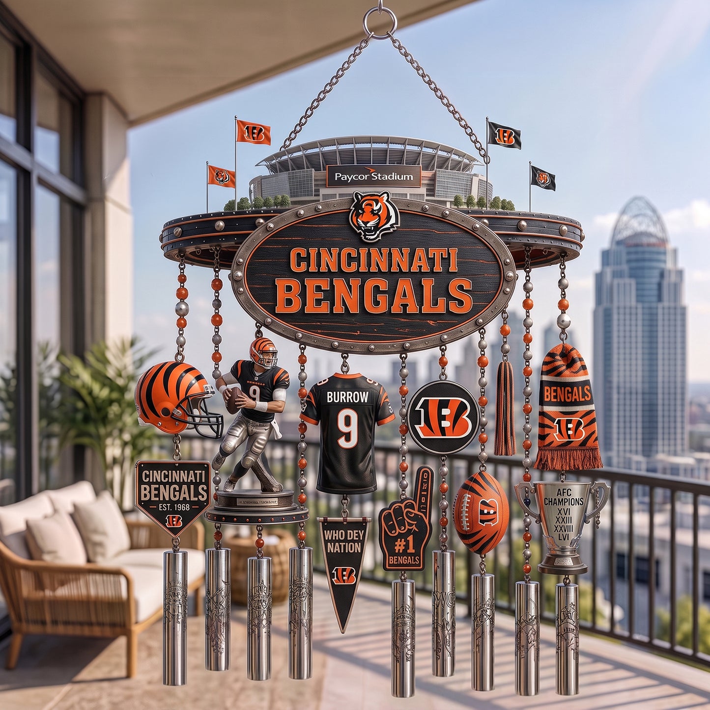 PREMIUM NFL X CIN EXCLUSIVE Wind Chime LIMITED EDITION