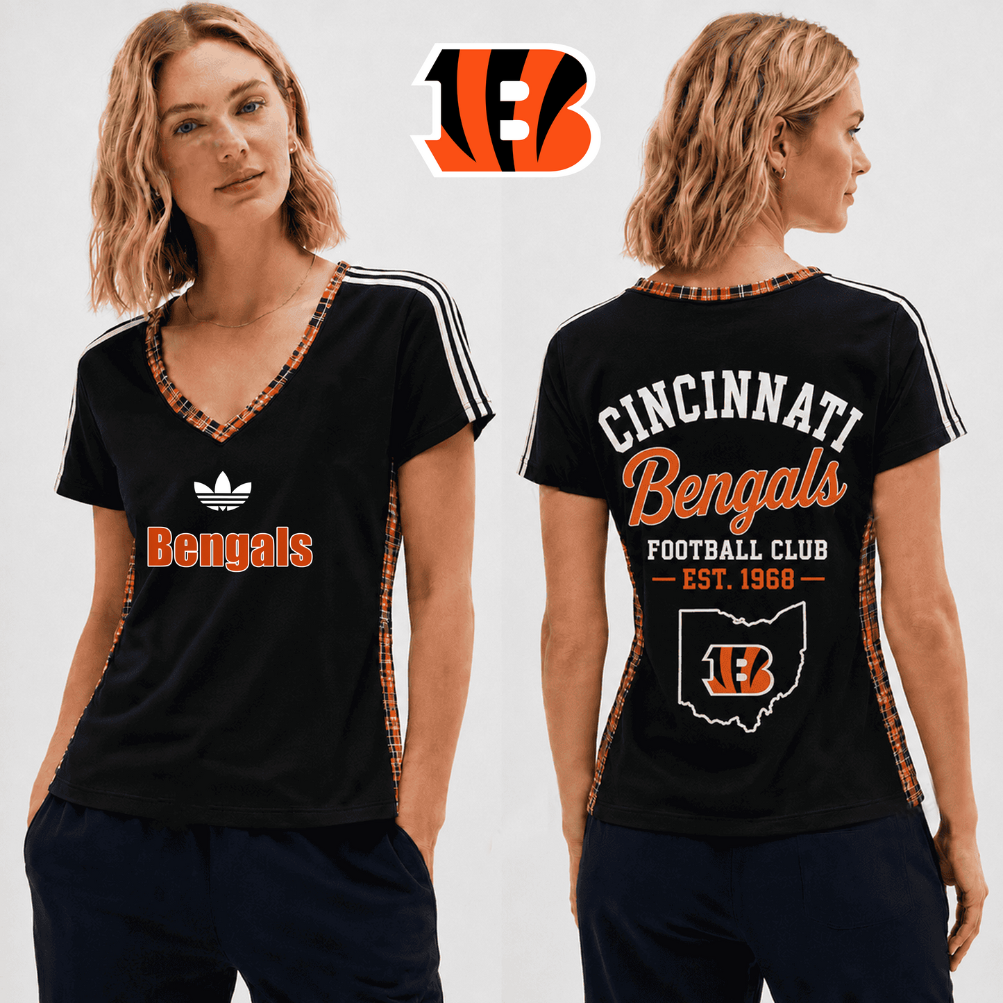 PREMIUM NFL X CIN EXCLUSIVE Women's V-Neck T-Shirt LIMITED EDITION