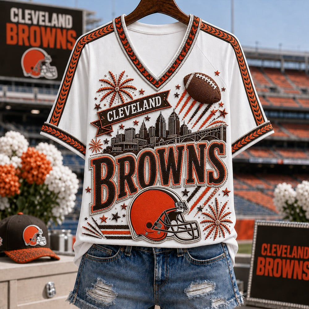 PREMIUM NFL X CLE EXCLUSIVE WOMAN V-NECK SHIRT LIMITED EDITION