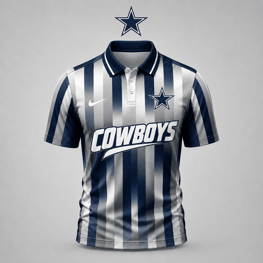 PREMIUM NFL X DAL EXCLUSIVE Polo Shirt For Men Football Fans Loving Vertical Stripes