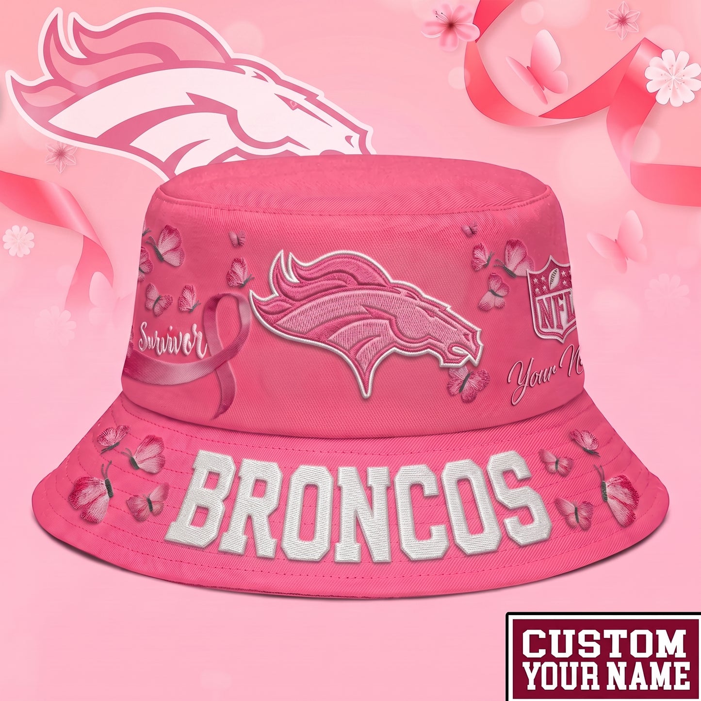 PREMIUM NFL X DB EXCLUSIVE BREAST CANCER SURVIOR BUCKET HAT  (2)