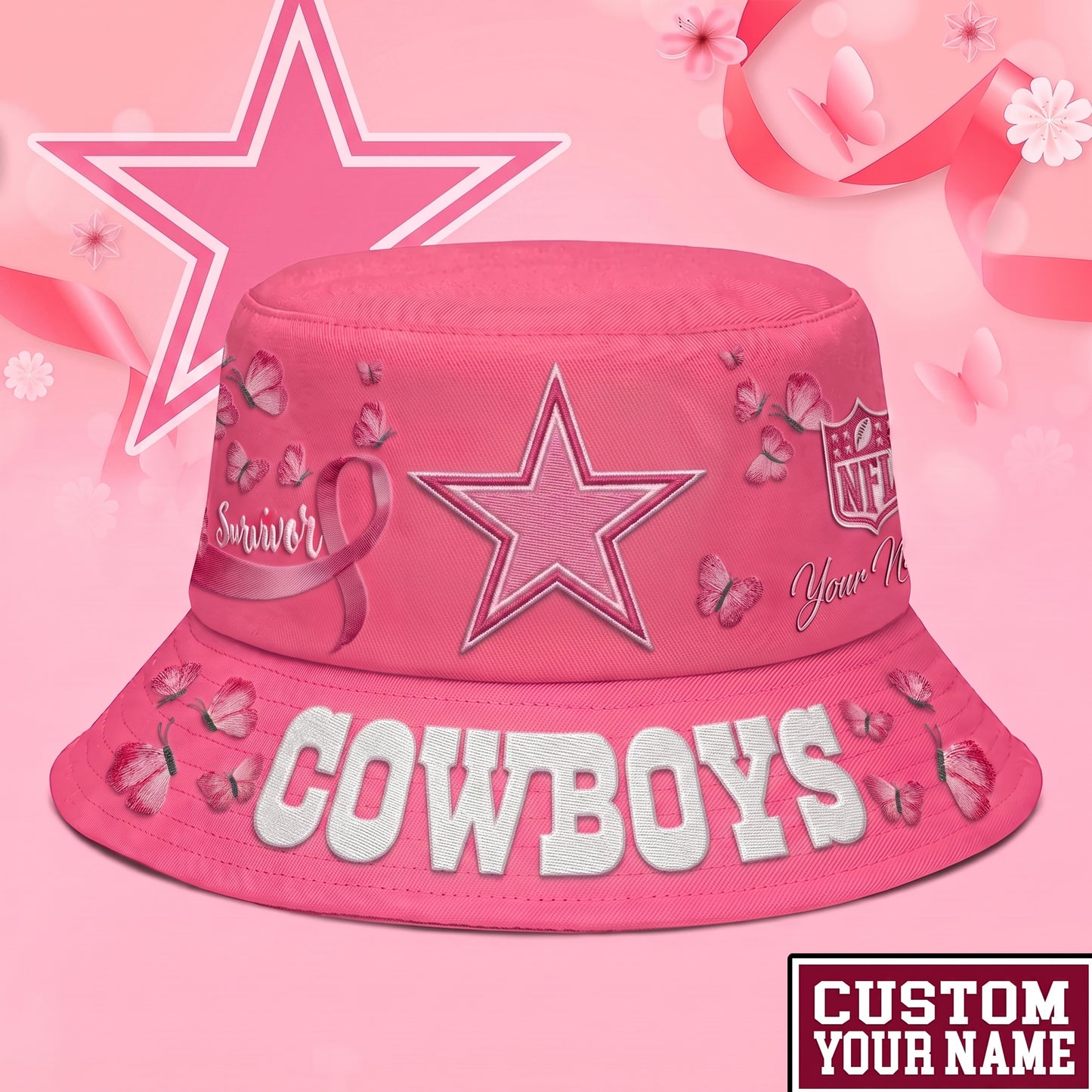 PREMIUM NFL X DC EXCLUSIVE BREAST CANCER SURVIOR BUCKET HAT