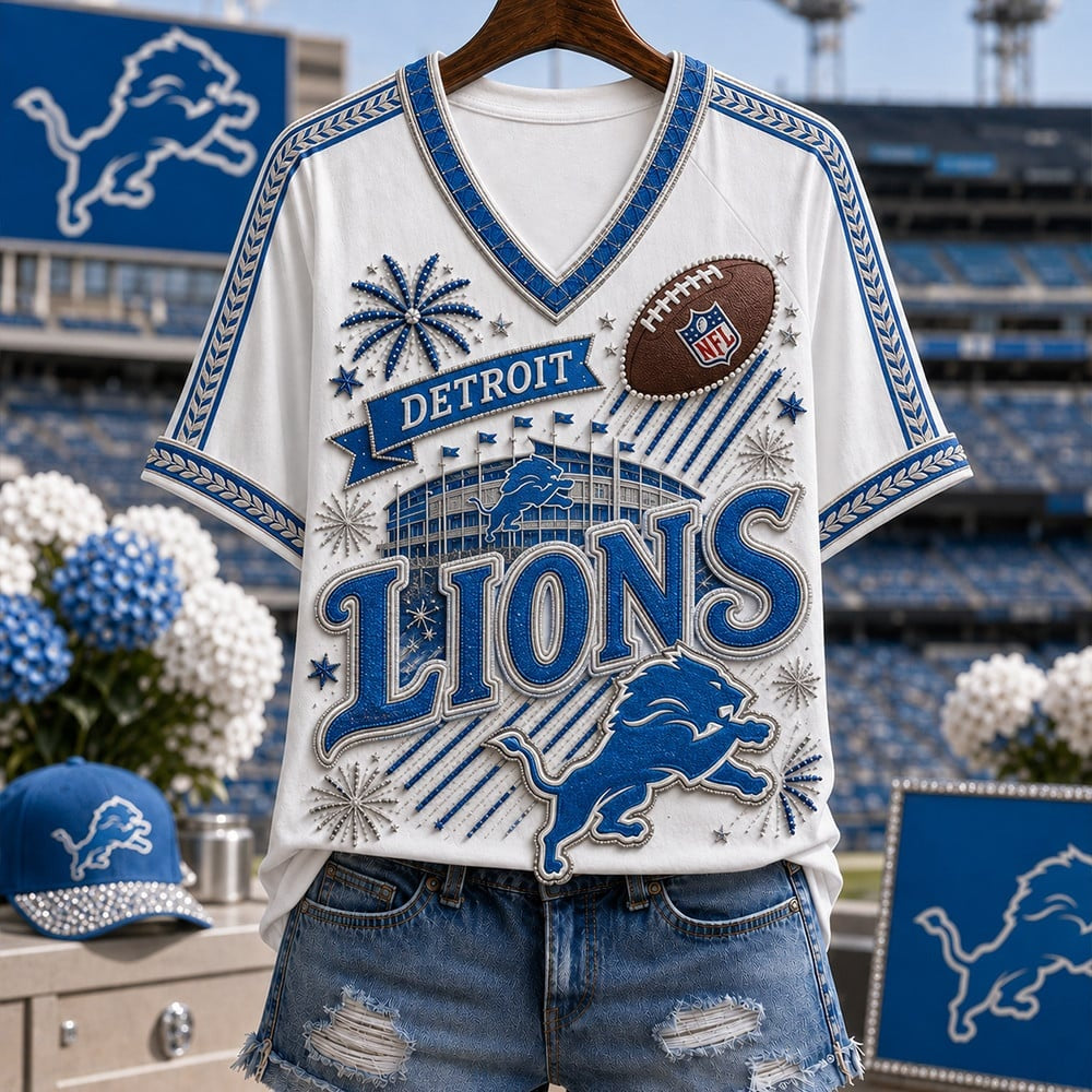 PREMIUM NFL X DET EXCLUSIVE WOMAN V-NECK SHIRT LIMITED EDITION