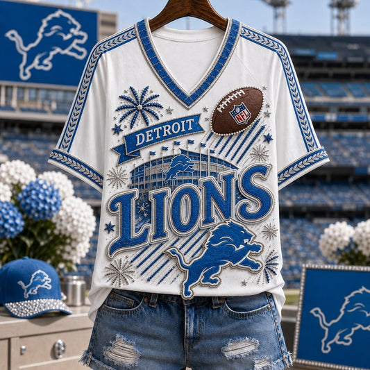 PREMIUM NFL X DET EXCLUSIVE WOMAN V-NECK SHIRT LIMITED EDITION
