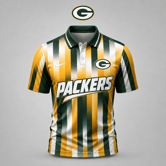PREMIUM NFL X GB EXCLUSIVE Polo Shirt For Men Football Fans Loving Vertical Stripes