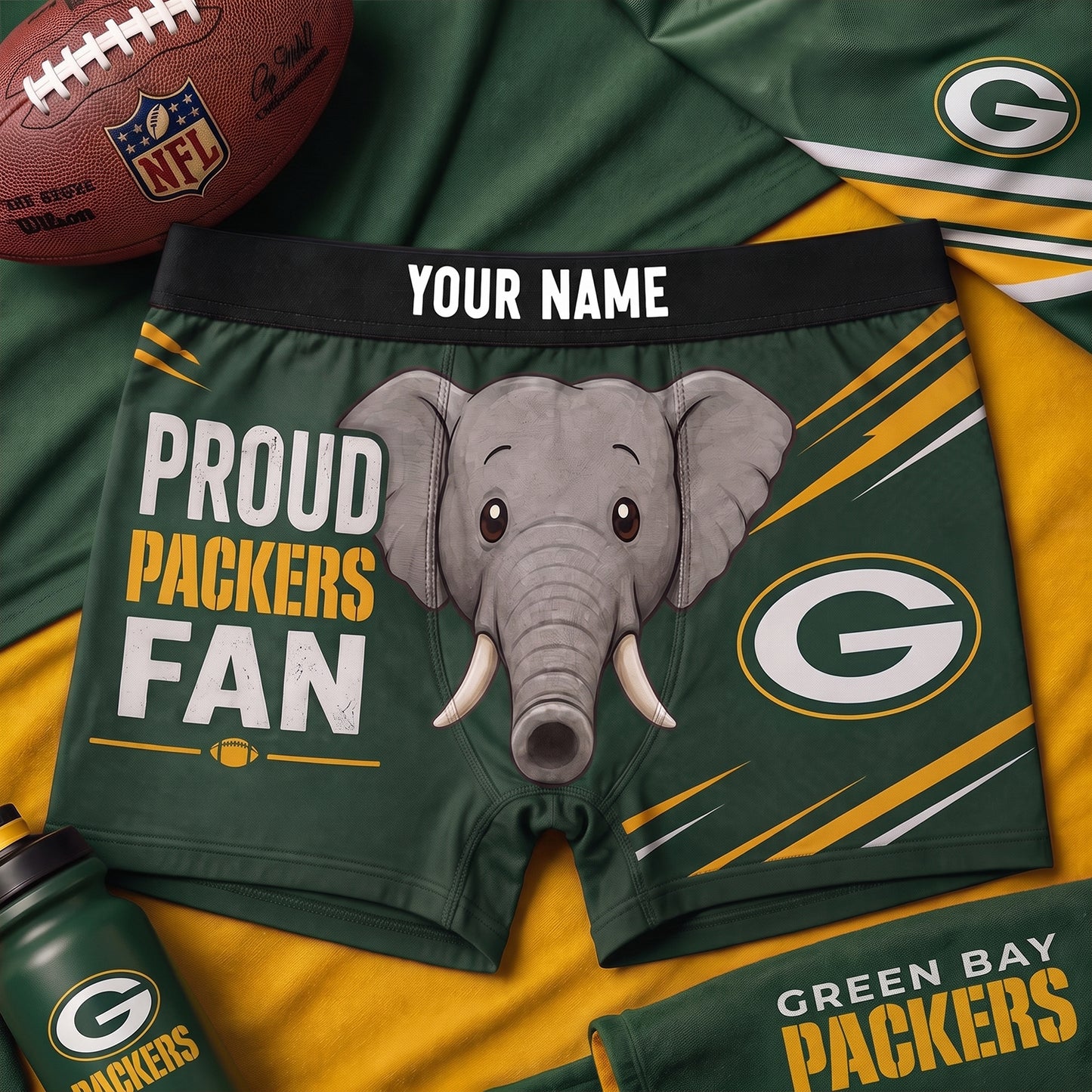 PREMIUM NFL X GB Funny Elephant Men Boxers personalized