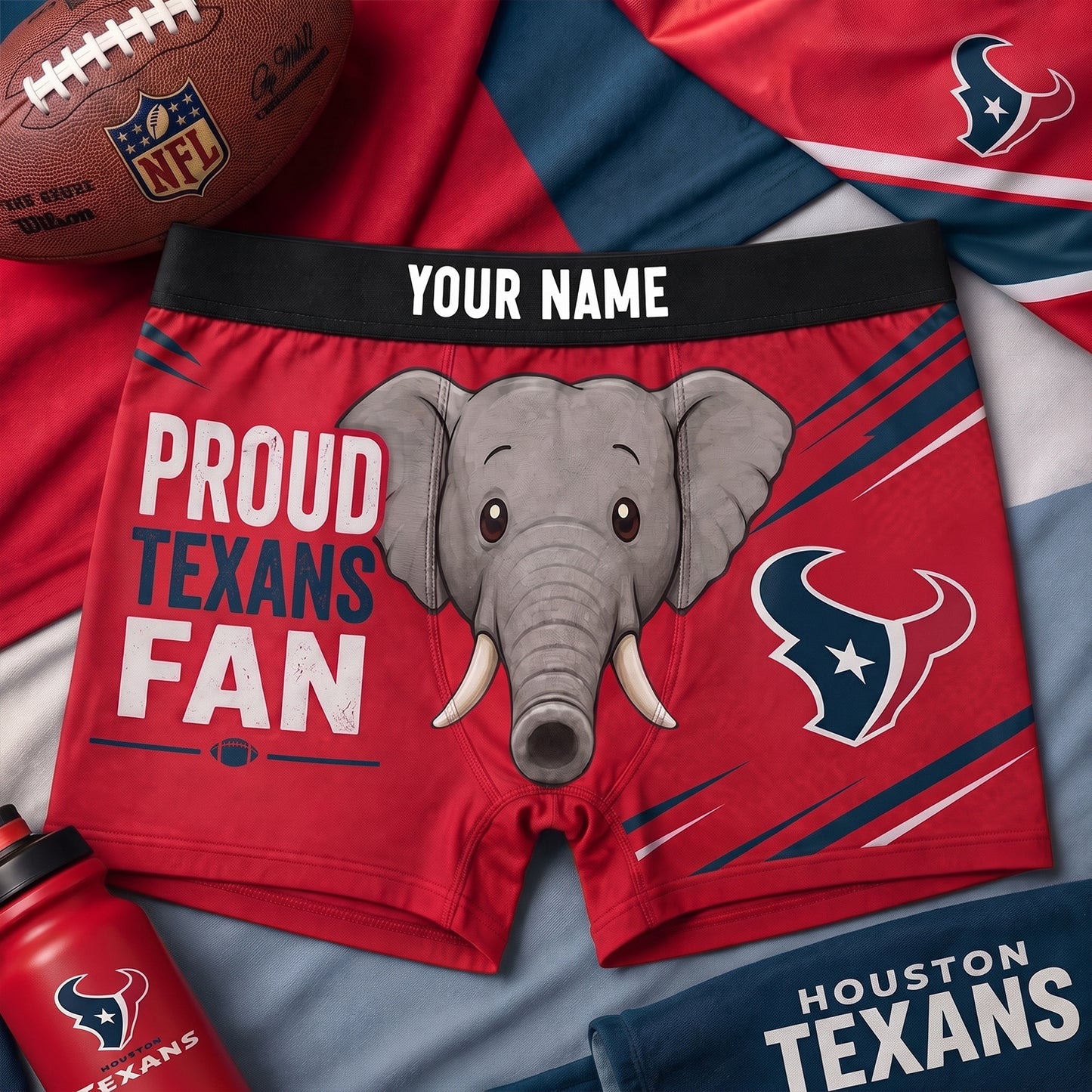 PREMIUM NFL X HOU Funny Elephant Men Boxers personalized