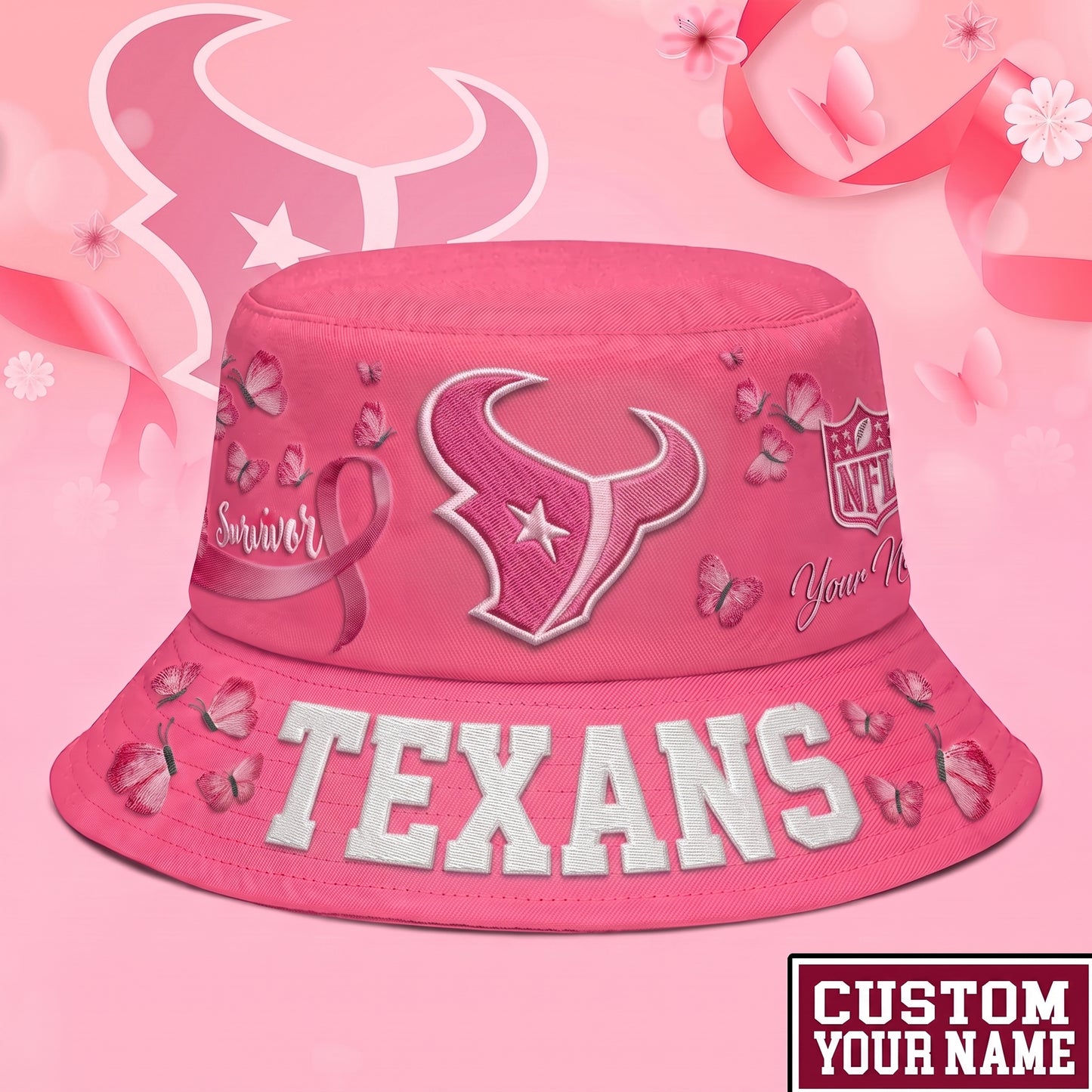 PREMIUM NFL X HT EXCLUSIVE BREAST CANCER SURVIOR BUCKET HAT