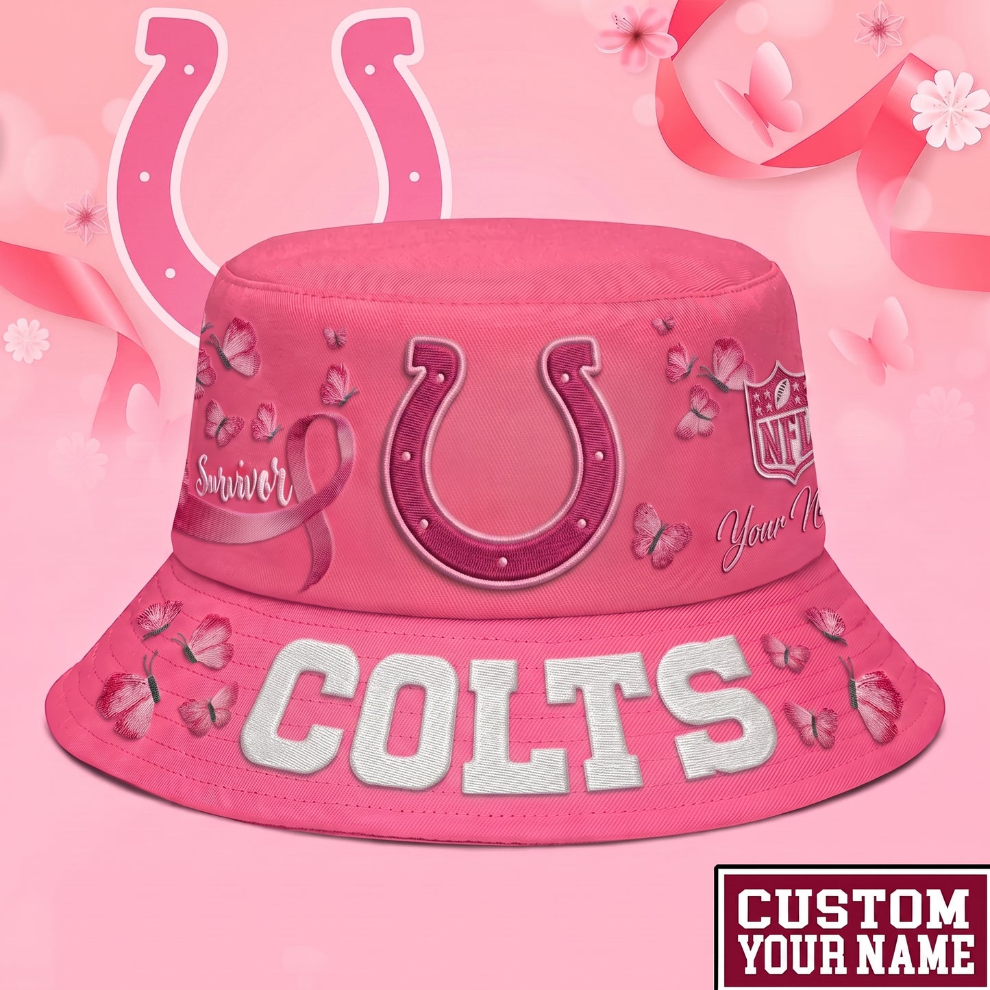 PREMIUM NFL X IC EXCLUSIVE BREAST CANCER SURVIOR BUCKET HAT