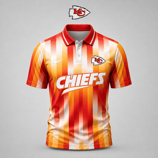 PREMIUM NFL X KC EXCLUSIVE Polo Shirt For Men Football Fans Loving Vertical Stripes