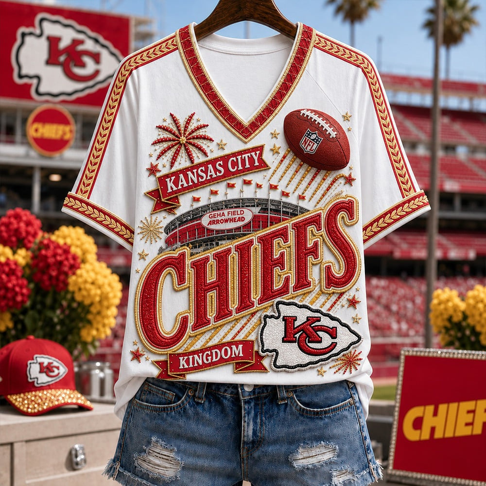 PREMIUM NFL X KC EXCLUSIVE WOMAN V-NECK SHIRT LIMITED EDITION