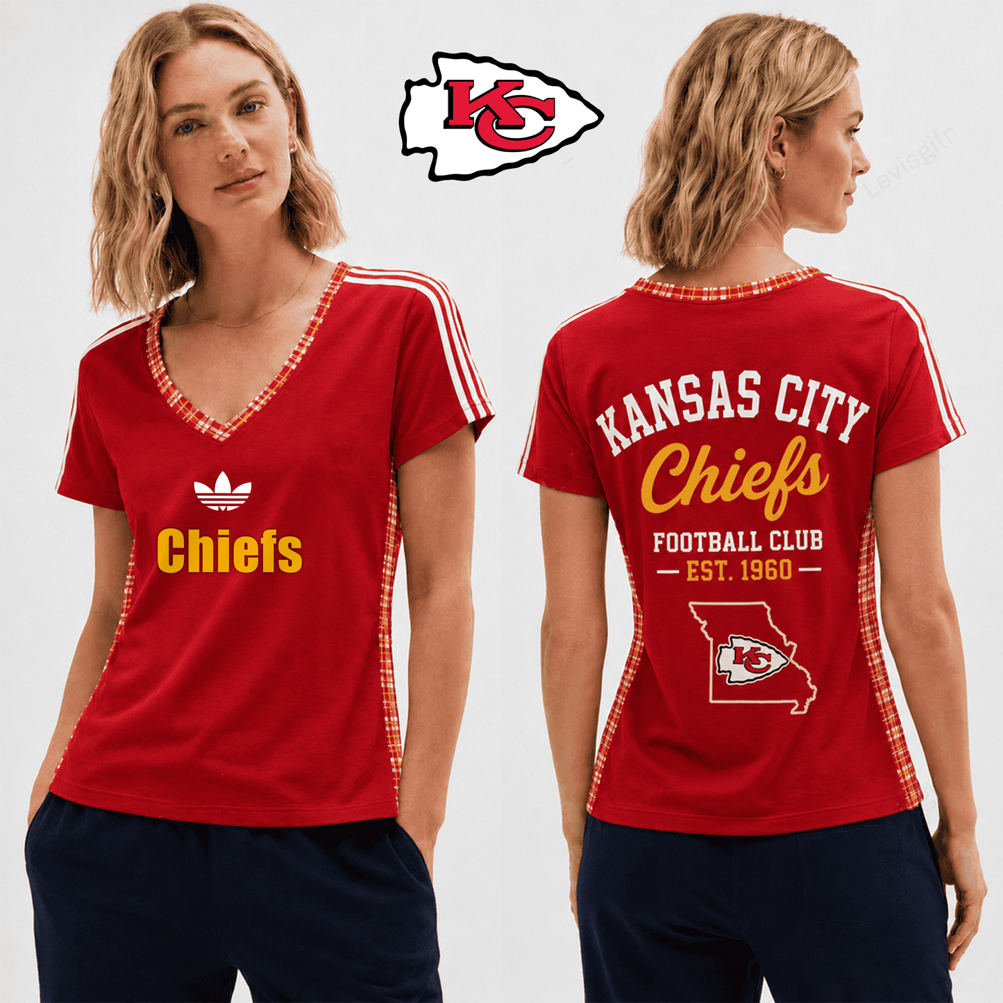 PREMIUM NFL X KC EXCLUSIVE Women's V-Neck T-Shirt LIMITED EDITION