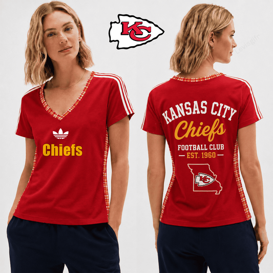PREMIUM NFL X KC EXCLUSIVE Women's V-Neck T-Shirt LIMITED EDITION