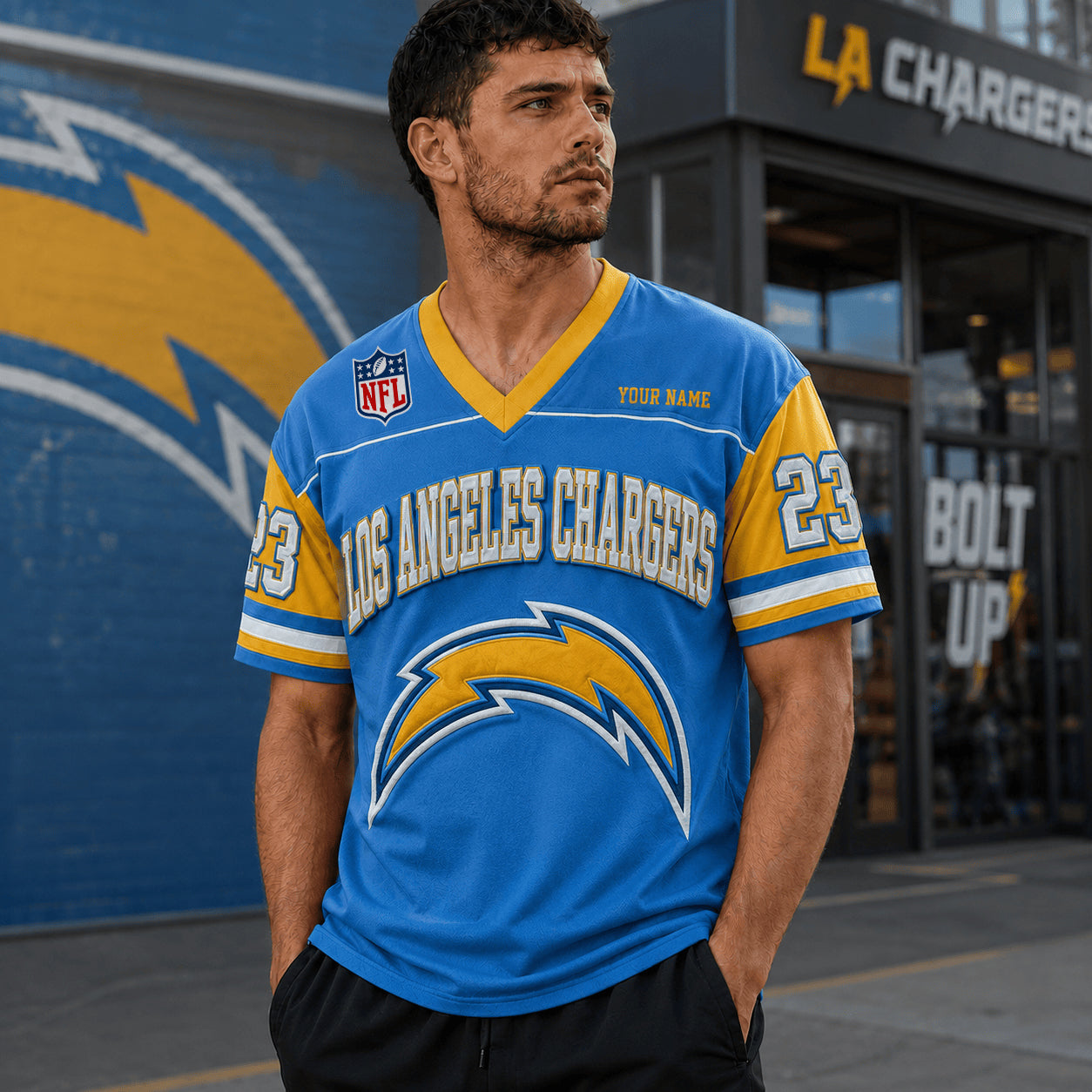 PREMIUM NFL X LAC EXCLUSICE V-Neck T-shirt Custom Name