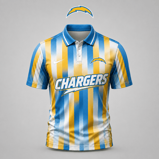 PREMIUM NFL X LAC EXCLUSIVE Polo Shirt For Men Football Fans Loving Vertical Stripes