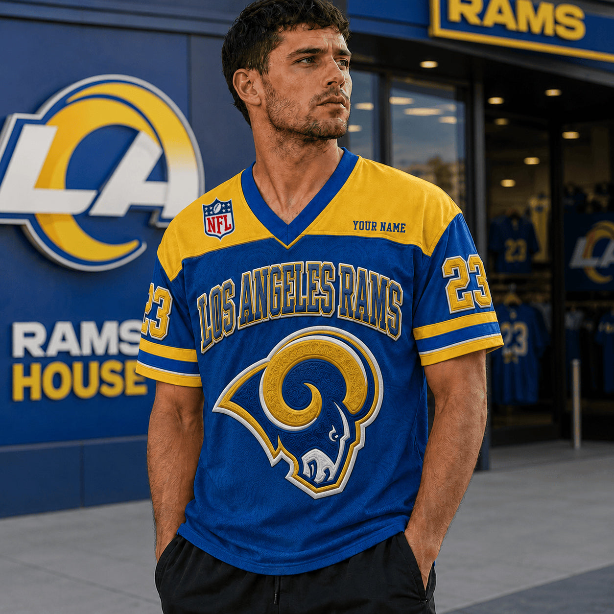 PREMIUM NFL X LAR EXCLUSICE V-Neck T-shirt Custom Name