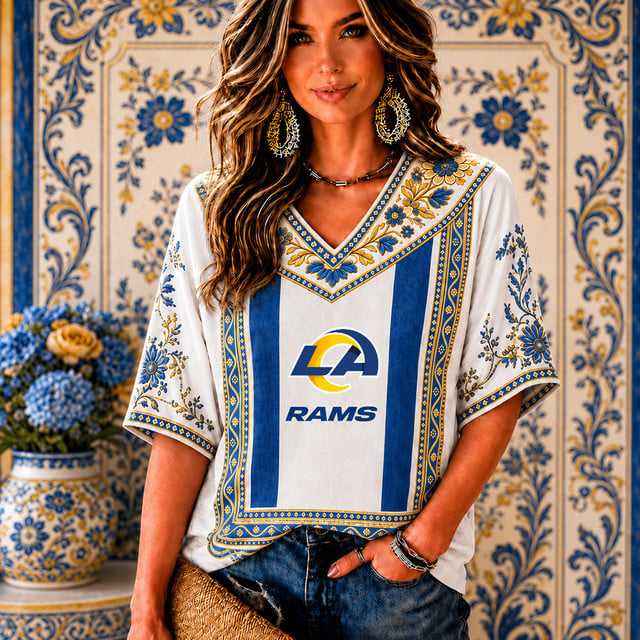 PREMIUM NFL X LAR EXCLUSIVE SILK V-NECK WOMAN SHIRT LIMITED EDITION