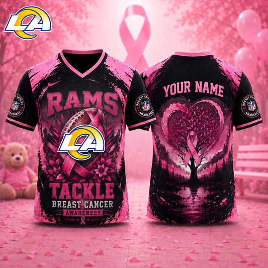PREMIUM NFL X LAR Exclusive Breast Cancer Awareness Vneck -TSHIRT