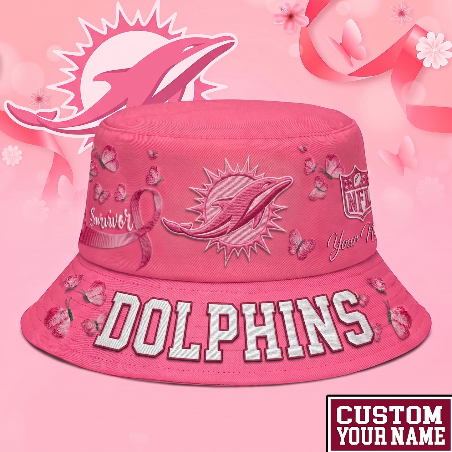 PREMIUM NFL X MD EXCLUSIVE BREAST CANCER SURVIOR BUCKET HAT