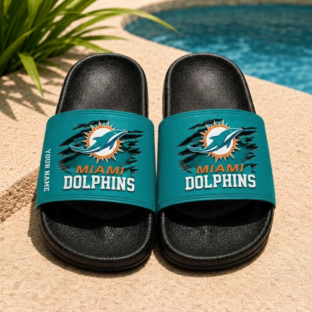 PREMIUM NFL X MIA EXCLUSIVE Unisex Slippers Custom Name For Summer Time