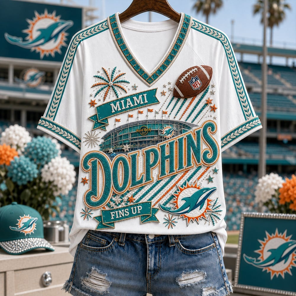 PREMIUM NFL X MIA EXCLUSIVE WOMAN V-NECK SHIRT LIMITED EDITION